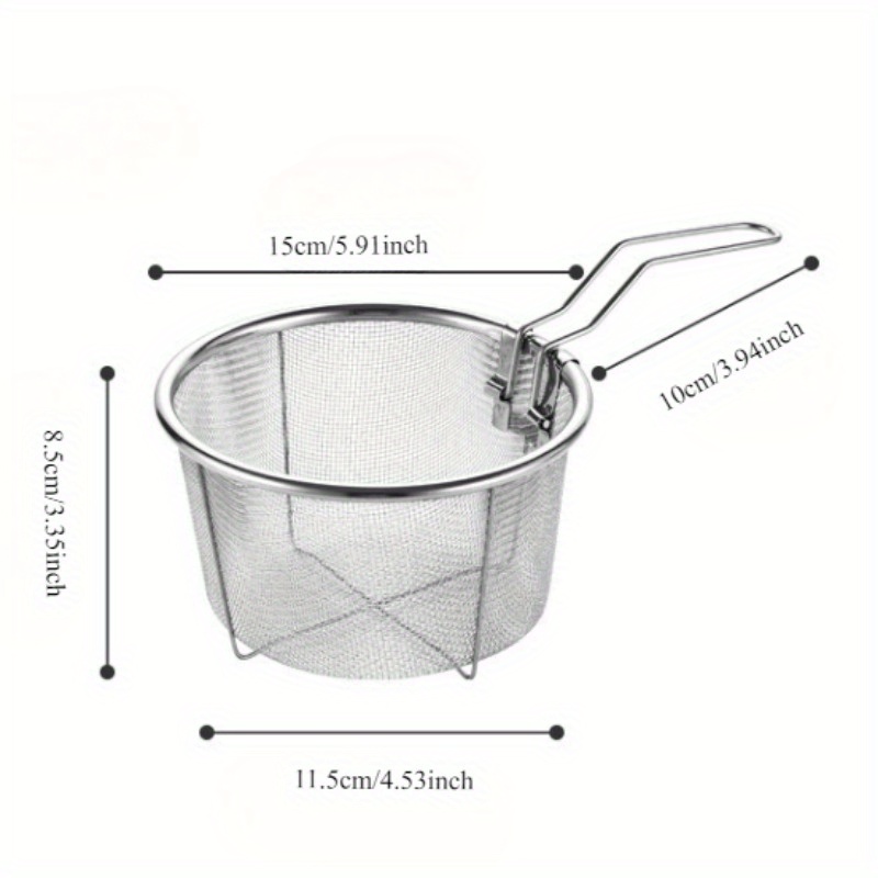 TEMU Stainless Steel Frying Basket Set - Oil Filter, Noodle Strainer, Flour Sifter, Home Kitchen Fine Mesh Skimmer Kit