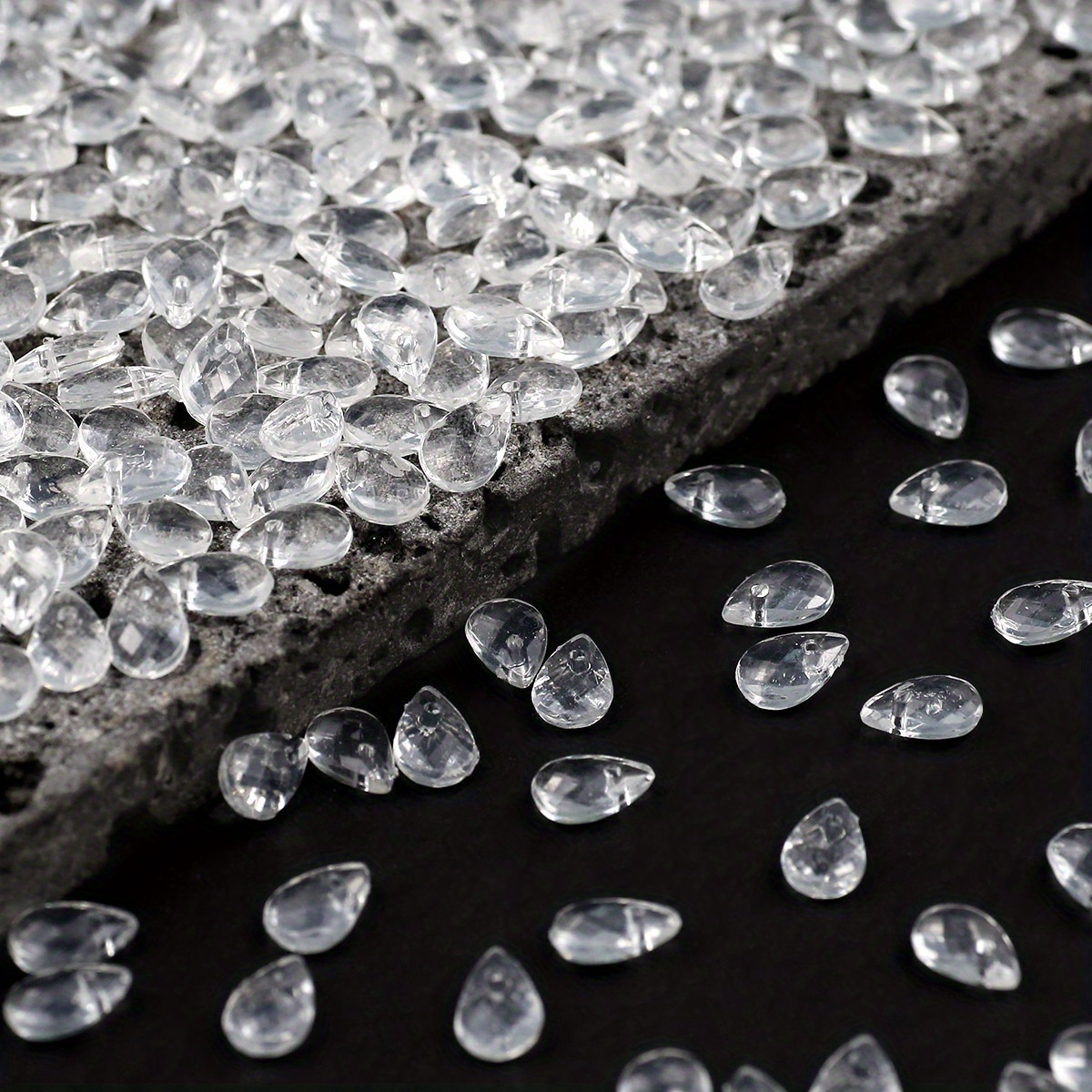 TEMU 400pcs Of 6*9mm White Transparent Acrylic Teardrop-shaped Beads, Suitable For Handmade Jewelry Making, Knitting Additions, And Decorative Beads