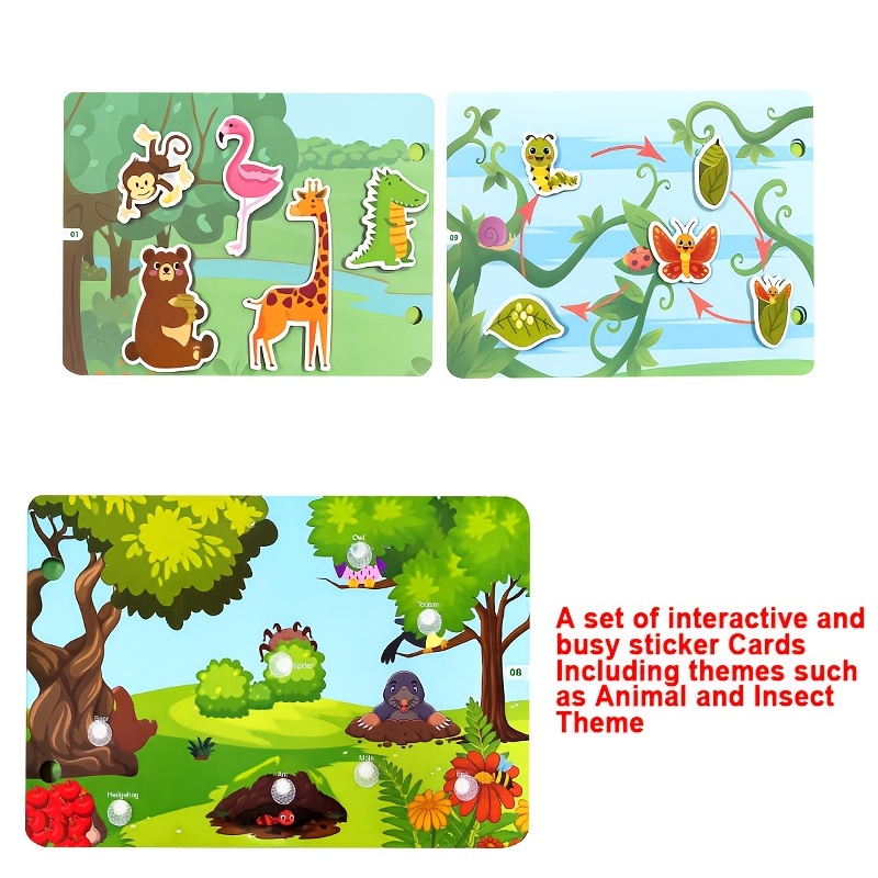 Interactive Sticker Cards For Kids On Education, Learning About Animals, Illustrations. Flashcards, School Supplies, Day Party Gift
