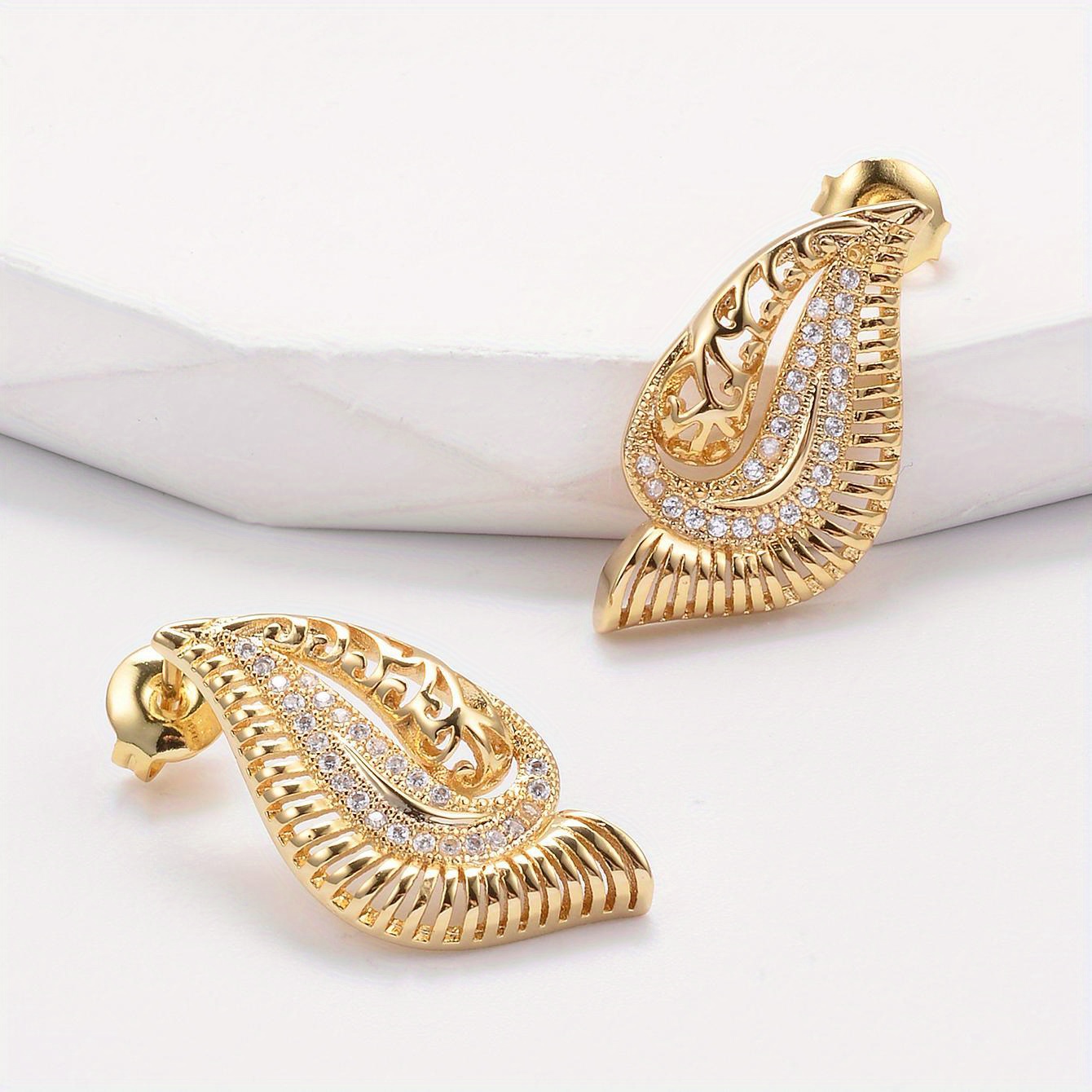 Vintage Inspired Women's Earrings with Hollow Zirconia Accents