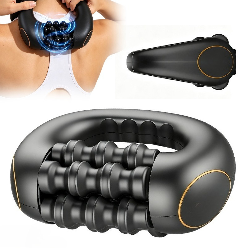 Image of 1set Hand-held Massage Roller With 6 Rotating Rods And 21 Contact Points, Used For Back, Legs, Shoulders And Feet.