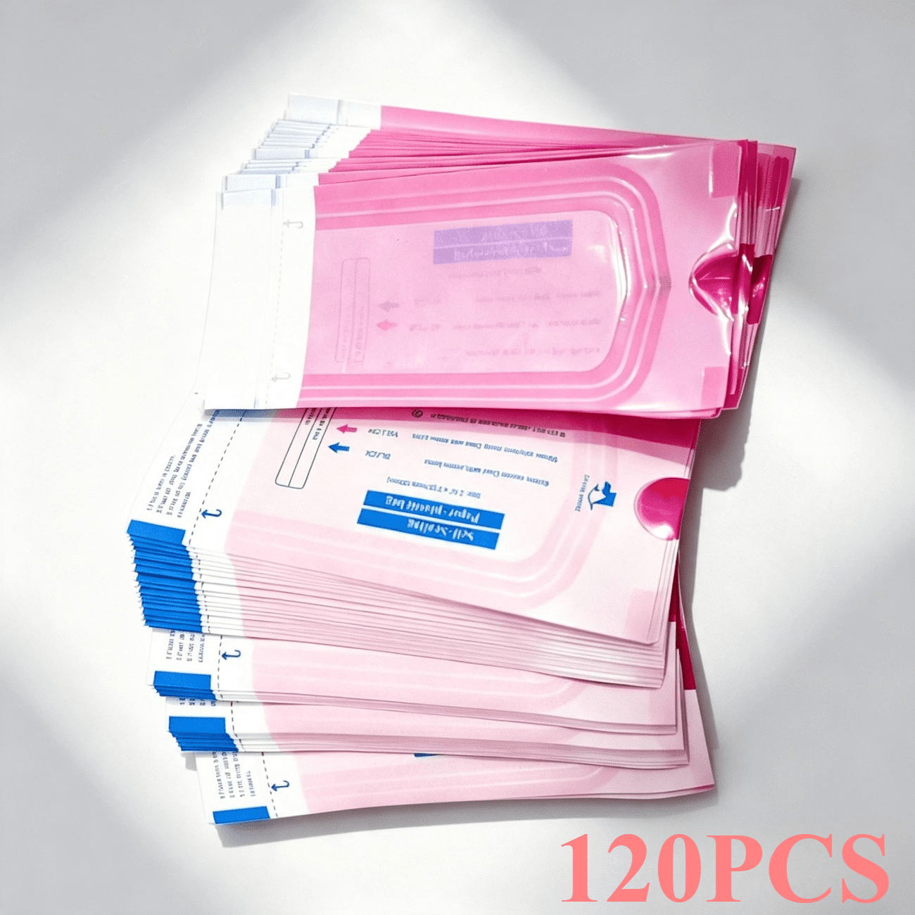 TEMU 120pcs Sacs de Rangement Rose pour Outils de Nettoyage (Taille: 130 X 57Mm) - Pochettes Auto-scellantes Jetables pour Outils de Manucure et de