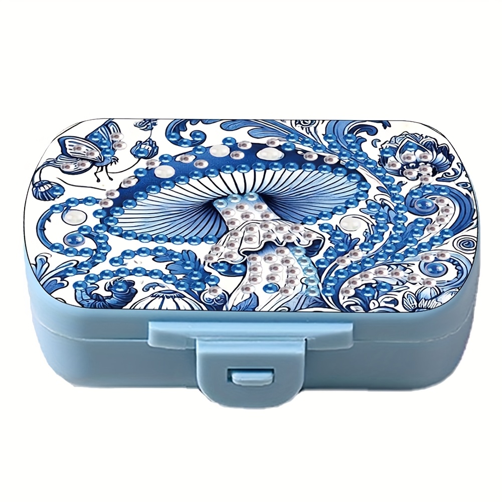 TEMU Popular 1pc Diy Diamond Painting Storage Box- Blue And White Porcelain Style Jewelry Organizer Box With Lid, Suitable For , Handicrafts,