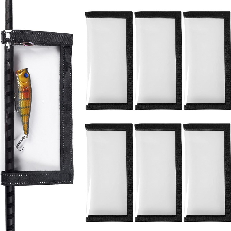 10-Pack Fishing Rod Lure Covers  6 & 8 Inch, Red & Black Hook Protectors,  Velcro Closure, Tackle Storage Lure Wrap