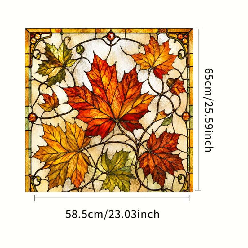 TEMU [2d Flat Decoration] 1pc Stained Autumn Vinyl Decal, Waterproof, Oilproof, Durable Vinyl Sticker, One-piece Seamless, Opaque, For Dishwasher,