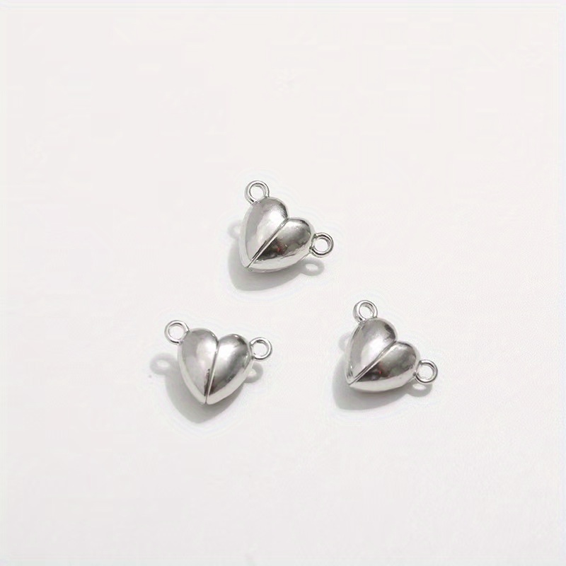 10pcs/set Silvery Color Heart Round Magnetic Snap Charms Tool Pendant Fit Diy Handmade Metal Jewelry Making Supplies
