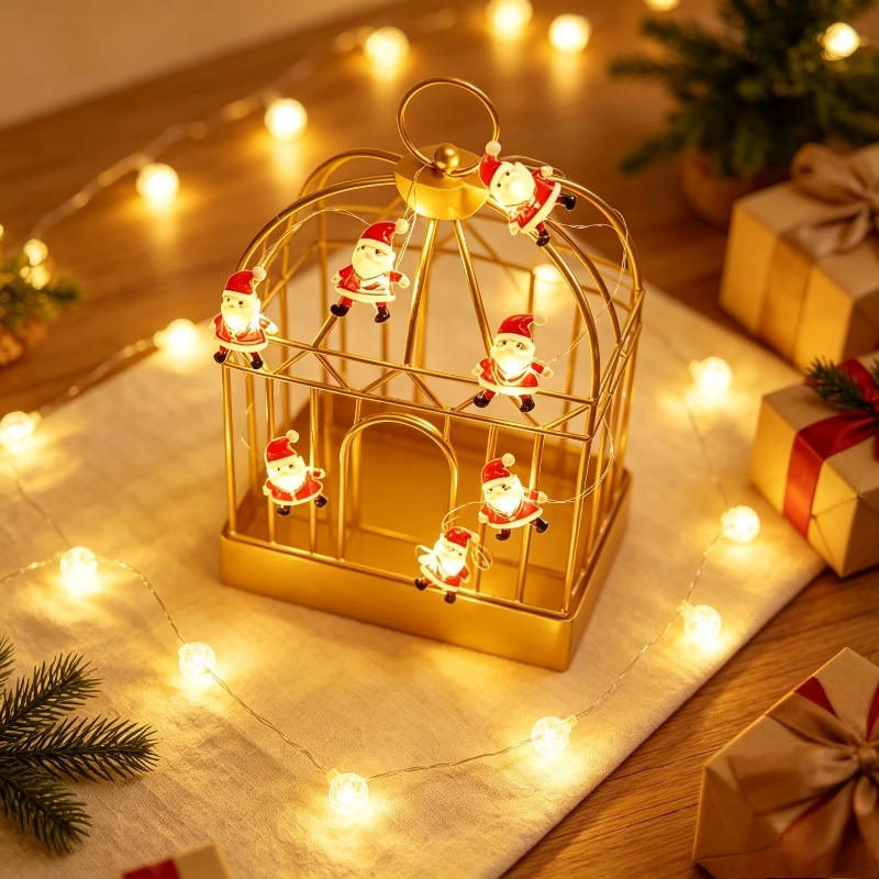 TEMU Guirlande Lumineuse Décorative de Père Noël 205cm, 20 Ampoules, 78.7in | Décoratives Blanc Chaud pour Ambiance Festive | Cadeau Idéal pour Noël