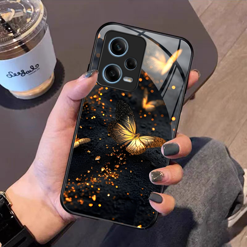 TEMU For Redmi Note 12 Pro 5g Phone Case Hard Case Tempered Glass Shockproof Cover Lifelike Prints That