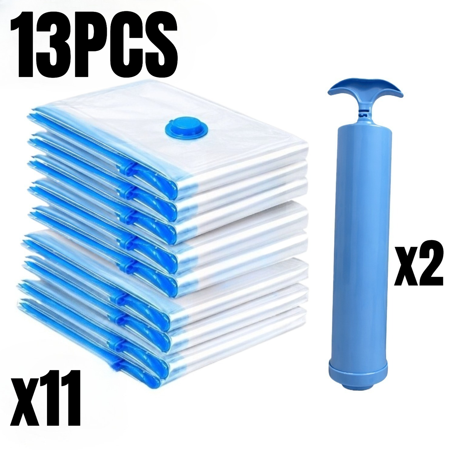 TEMU 15/13/7pcs Set - Space-saving Vacuum Storage Sealed Bags Containing 2 Hand Pumps. Thick And Durable Transparent Storage Bags. Suitable For