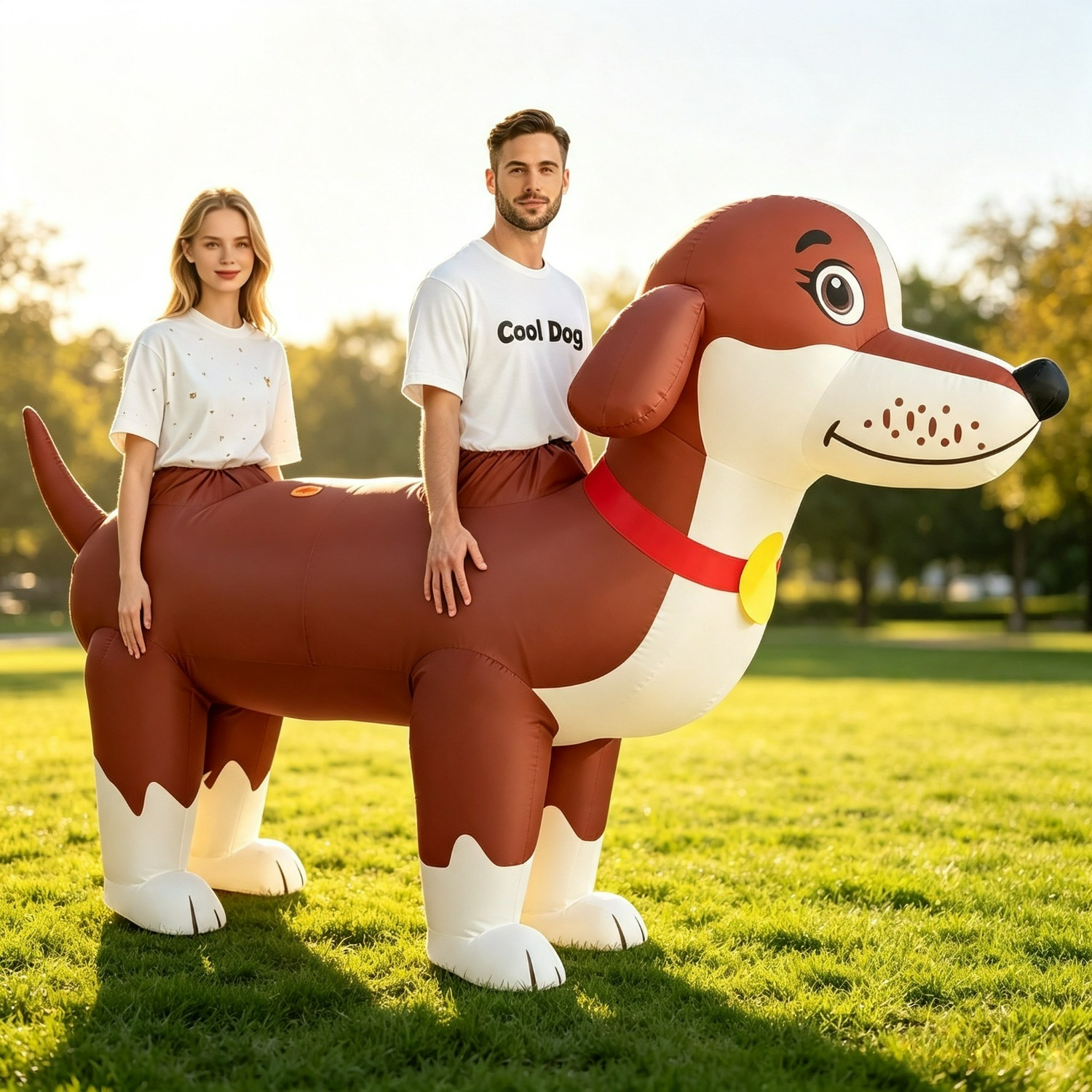 Inflatable Dachshund Dog Costume For Adults, 2.55m Funny Dog Costume, Halloween Party Carnival Cosplay Outfit For Men And Women