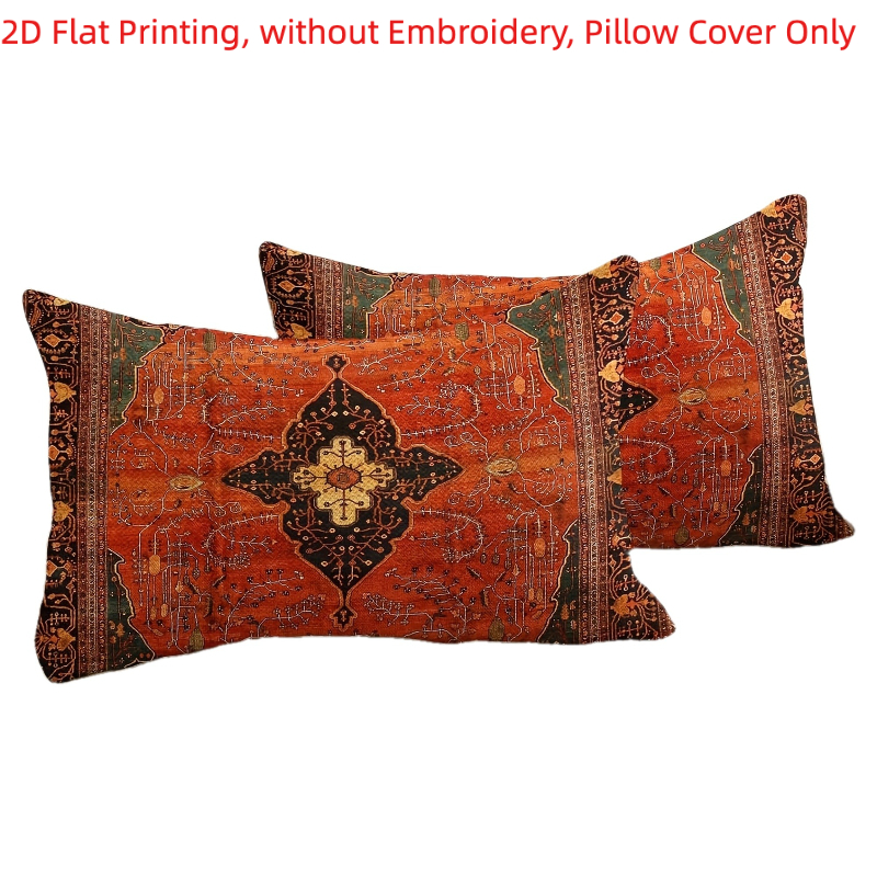 TEMU 2d Flat Printing, 2pcs, Bohemian Pattern Pillow Covers For Decorative Single-sided Printing, Without Embroidery, Pillow Inserts Not Included, 2d