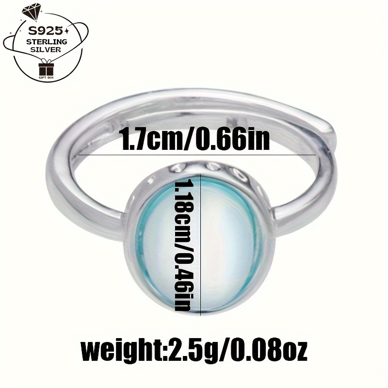 925 Silver Geometric Oval Adjustable Ring for Women