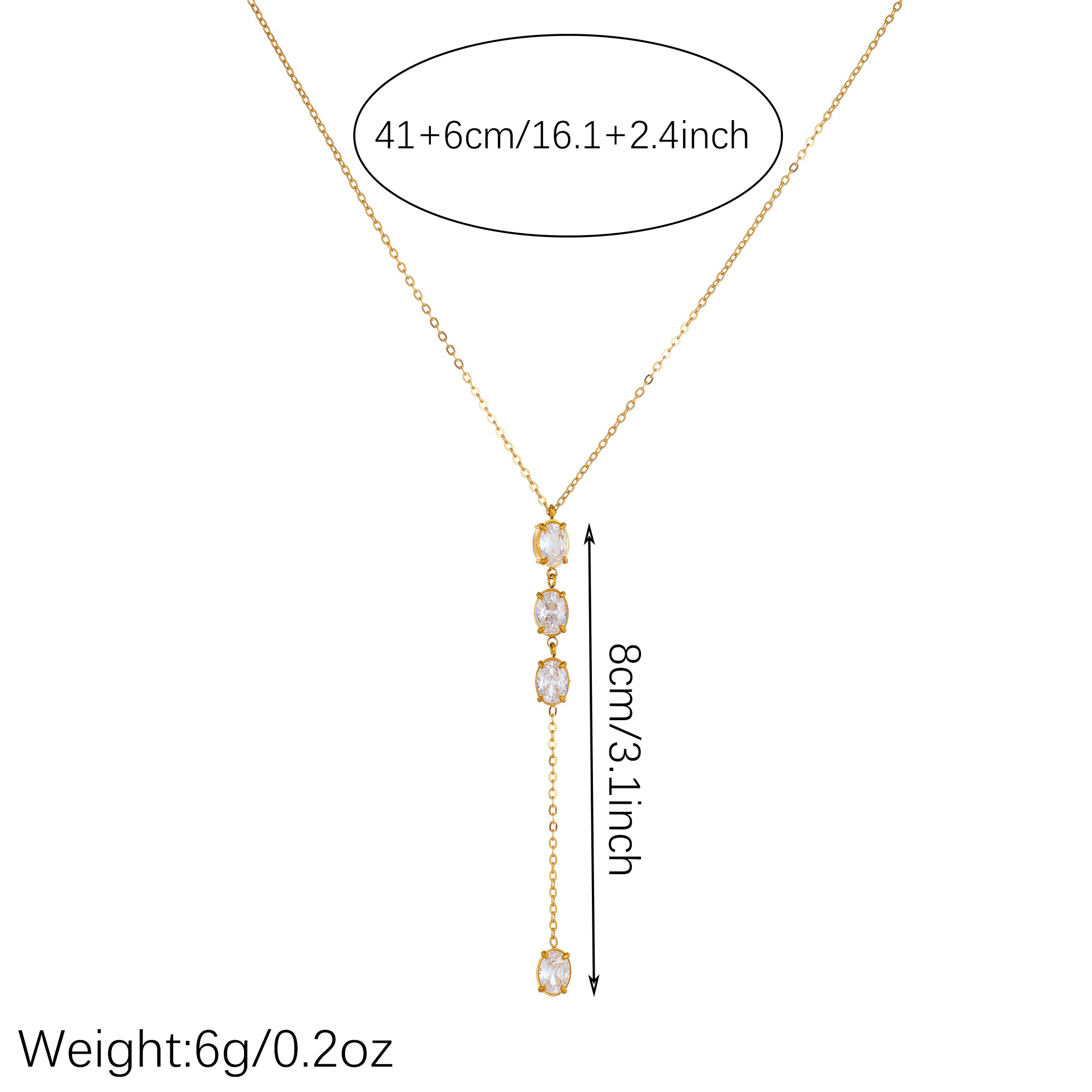 Women's Elegant Drop 18K Plated Y-Shape Lariat Necklace with Charms
