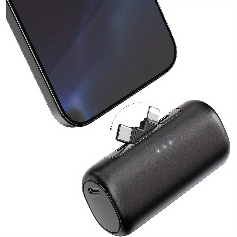 Portable Charger For IPhone With 2-in-1 Connector, 5000mAh Small Power Bank, Smart LCD Battery Digital Display, 5V-2A Charging For IPhone 16/15/14/13/12/11/for Samsung S25/24/Xiaomi/oppo