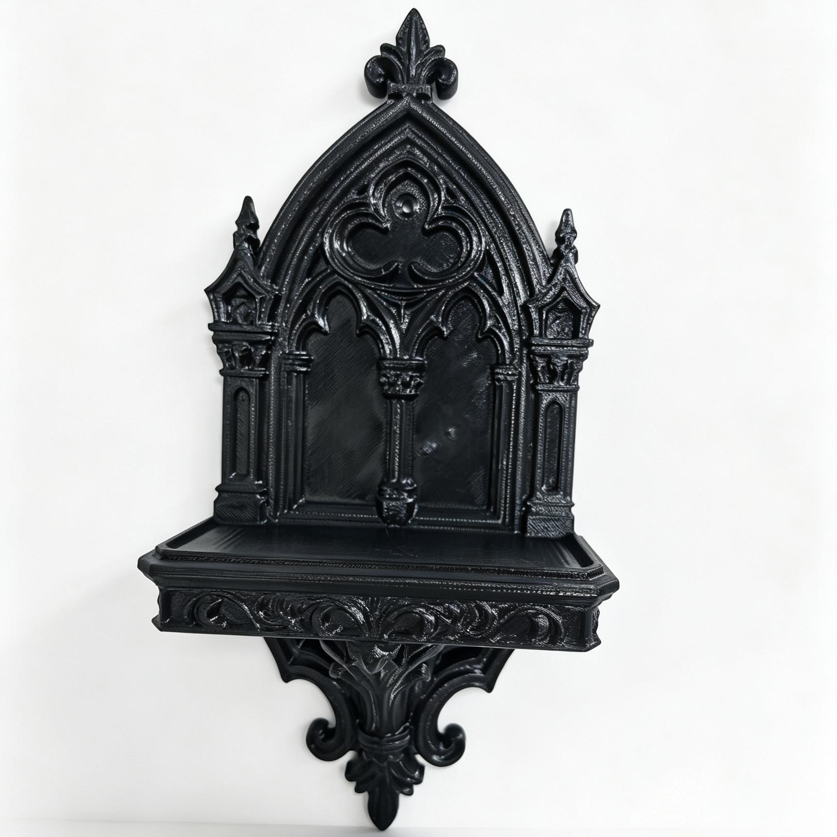 TEMU Individual Gothic Wall Shelf Black Retro Mini Display Rack Ornate Wall Hanging Floating Shelf Multi-scene Small Cabinet Storage Rack Creative