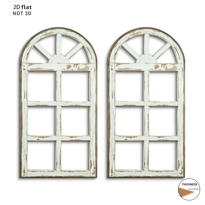 TEMU 2d Flat, 2d Flat 2pcs Farmhouse Window Frame Wall Hanging Plaque - Rustic Style Artificial Panel, Suitable For Indoor And Outdoor Decoration,