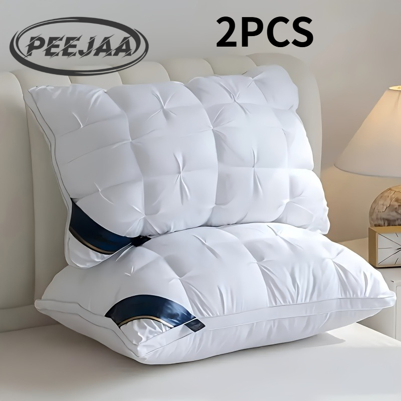 TEMU PEEJAA Lot de 2 oreillers de luxe en peluche de qualité supérieure, conçus avec pour la protection cervicale et d'un sommeil réparateur,