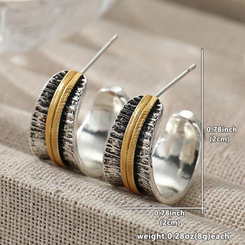 Ladies' Vintage C-Shaped Semi-Circular Earrings, Bohemian Style