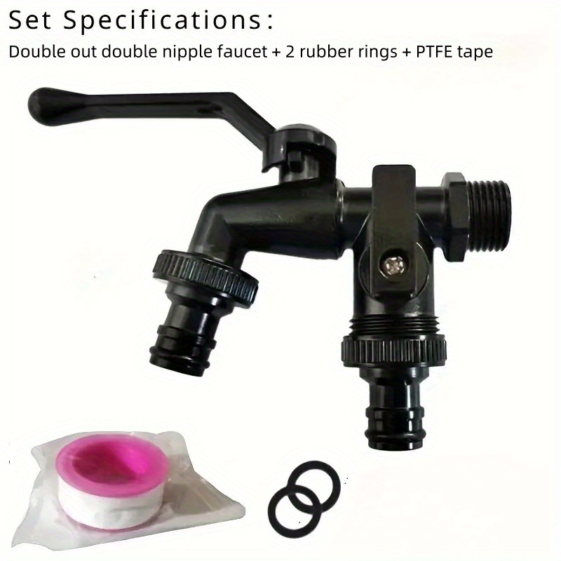 Image of All-black Alloy Outdoor , Durable Outdoor With Dual Hose Connections - Frost-proof, Dual-outlet Design, Suitable For Gardens, Washing Machines, And Lawn Care, Garden Adapter