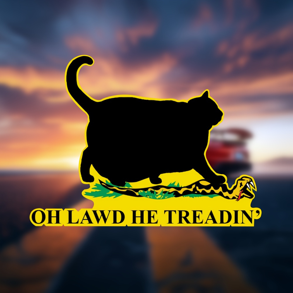 

Funny Decal "oh Lawd He Treadin'" - Vinyl Sticker For Car, Truck, Laptop, Window - Self-adhesive, -resistant, Irregular Shape, Semi-matte