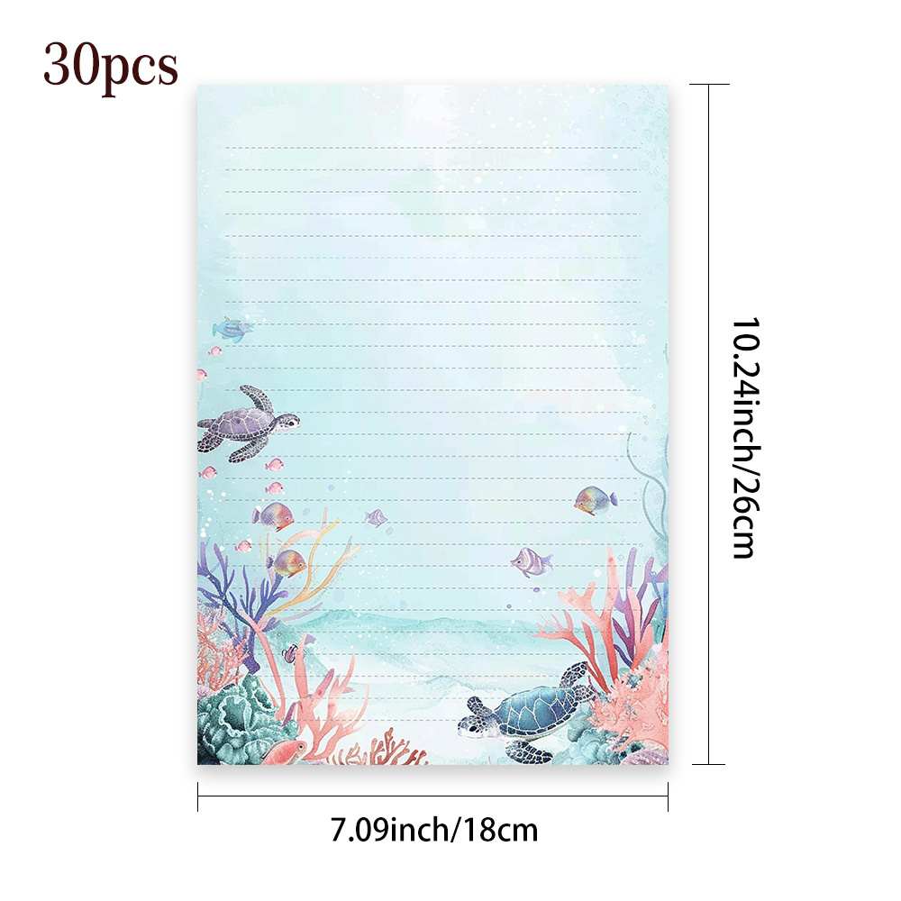 Image of Of B5 , Watercolor , Sea Turtle Themed , Back-to-school, Halloween, Christmas, Back-to- Gift, Designed Aesthetic Letter Paper, Party Letter Paper
