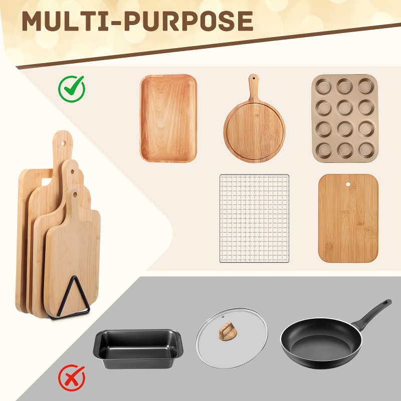 Image of Thickened Triangle Metal Cutting Board Holder Dual Use For Countertop And Cabinet Screw Free Kitchen Storage Rack For Pot Lids Baking Trays And Cookware