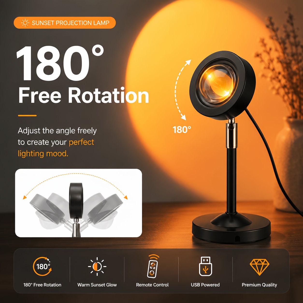 Sunset Projection Light with 16 Colors and 4 Lighting Modes