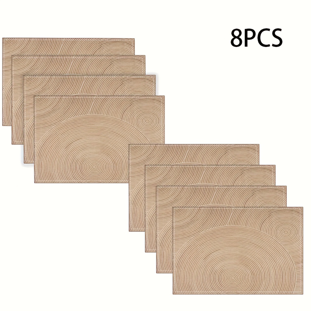 TEMU Tovagliette da in lino minimalista moderno, 4/6/8 pezzi, motivo a del legno, resistenti al calore, rettangolari, 11.81x17.72 pollici, protezione