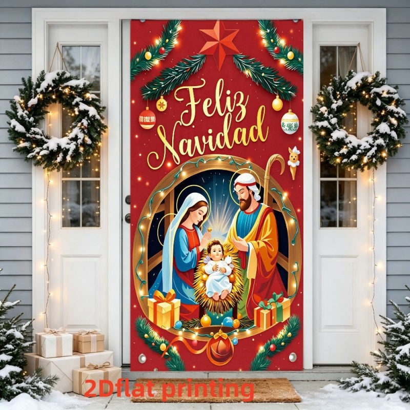TEMU Letrero de puerta 2D , 2D - Letrero de puerta 2D , 2D - Letrero de puerta 2D , 1 , Letrero de puerta navideño con tema de , Cubierta decorativa