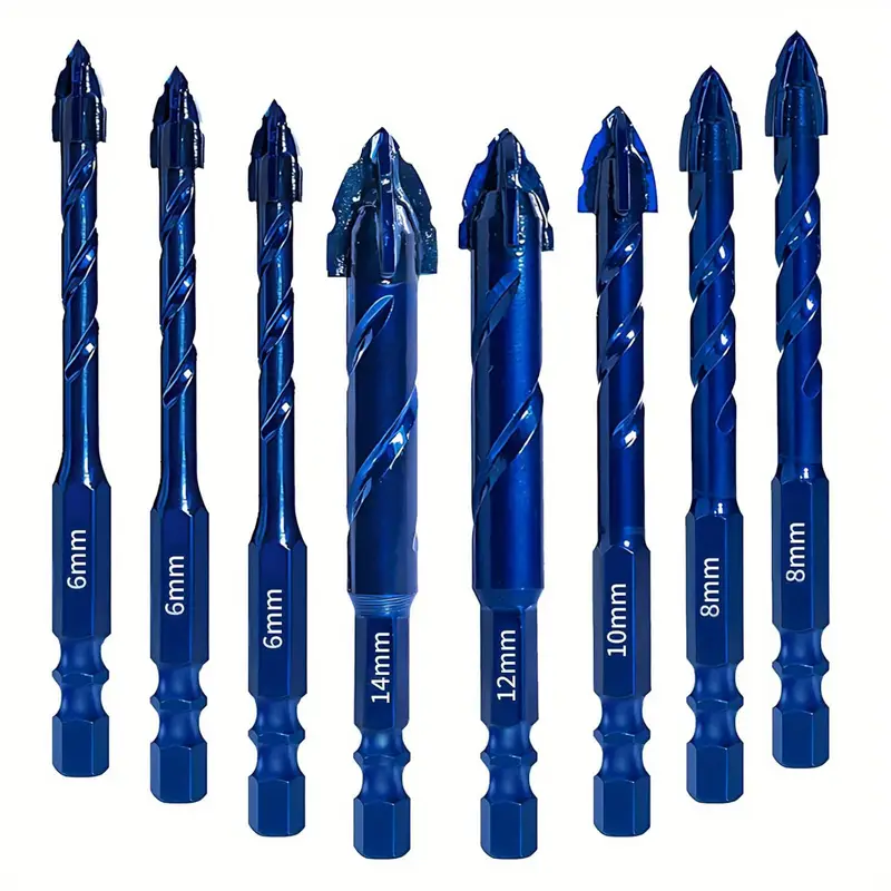 8pcs serrated masonry drill bit set of 8 concrete drill bits for tile glass ceramic details 0