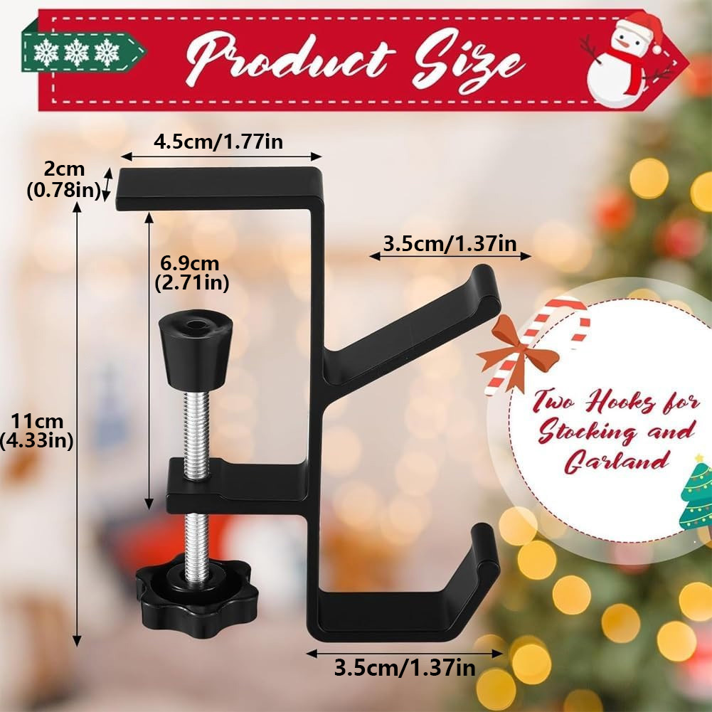 2pcs adjustable heavy duty metal garland and stocking hangers no drill fireplace mantel holders with dual hooks for christmas new year ramadan graduation season decor details 0