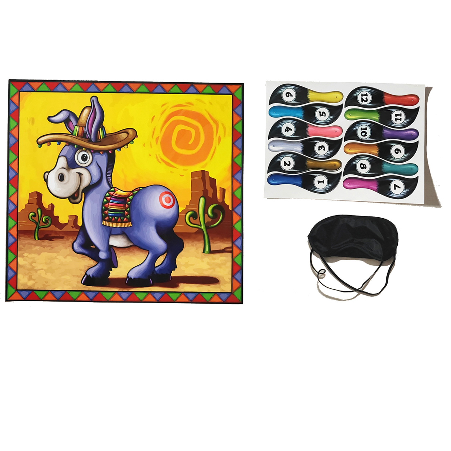TEMU 1set On Party Decoration Kit With 1 Blindfold Mask And 12 Detachable Tails, Group Interactive, Halloween Christmas Thanksgiving Supplies,