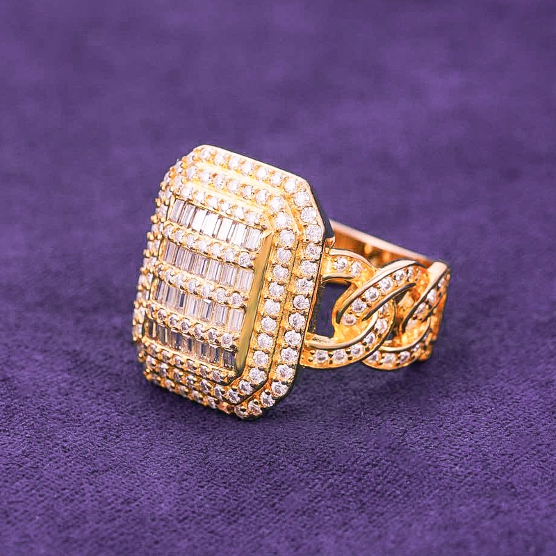 Men's Hip Hop Moissanite Classic Geometric Design Ring