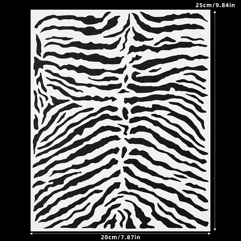 TEMU 1pc Tiger & Plastic Stencils - Reusable Template With & Zebra Stripe Patterns For Diy Crafts, Scrapbooking, Card Making, Compatible With