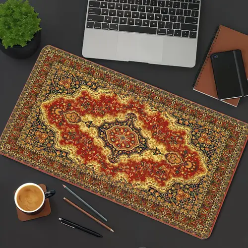 Cute Desk Pad Boho Mousepad Retro Arabian Traditional Carpet Large