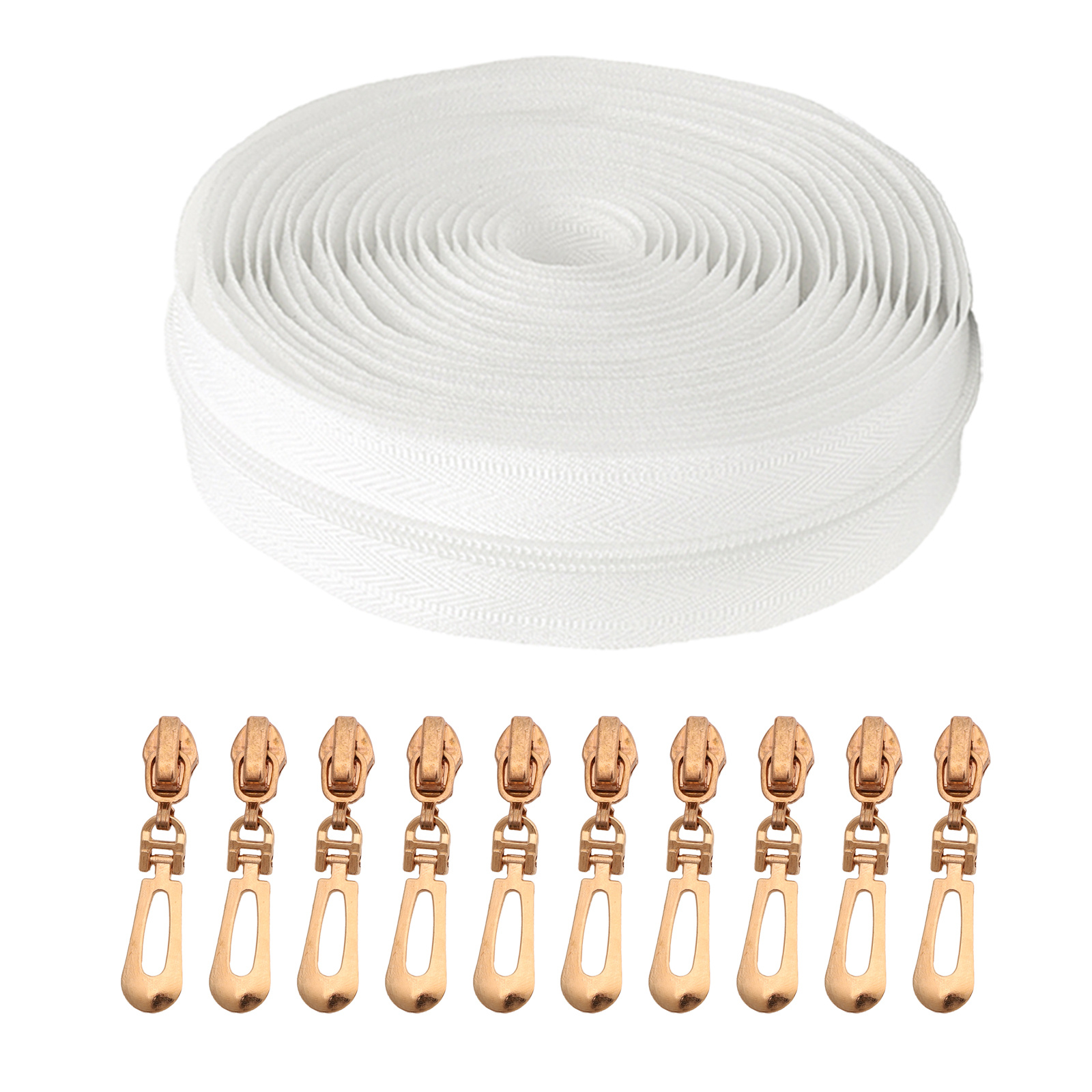 E-shop 1 Set, (177 Zoll/ 450 cm) Nylon-Reißverschluss mit 10 Reißverschluss-Schaltern, geeignet zum Austausch von Reißverschlüssen im Heimnähen,