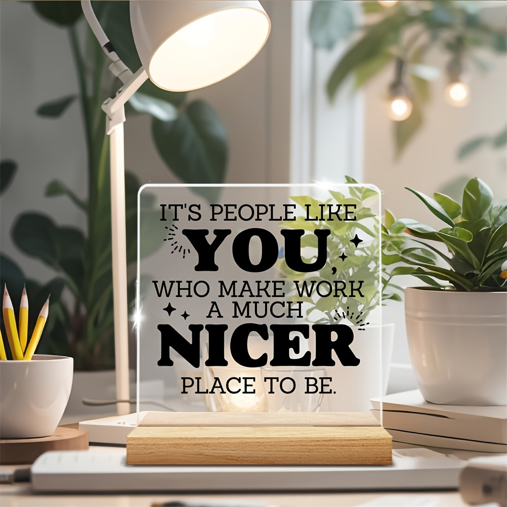 TEMU 2d Flat - Humorous Office Gratitude Sign - Acrylic Desk Ornament Featuring A Quote For Team , Colleague Thank For Birthday Or Retirement, Fun