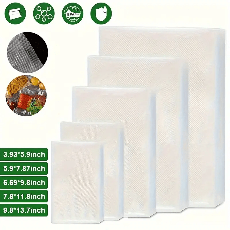 

250pcs White Vacuum Seal Mesh Bags, 3.94" X 9.11" - Reusable & Airtight Food Storage Solution - Space-saving Kitchen Organizer For Food