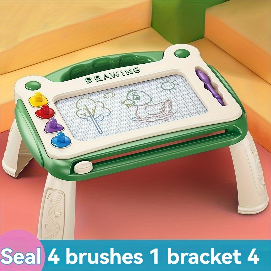 childrens drawing board sketching doodle board toy intelligence learning toy birthday gift for boys and girls christmas and halloween gift 4 stamps 1 pencil 4 stands details 3