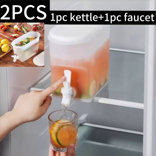 2pcs set 1 water jug 1 faucet kitchen plastic water jug 101 44oz plastic beverage dispenser bottle with faucet large capacity container refrigerator water jug with faucet pitcher lemonade bottle essential for