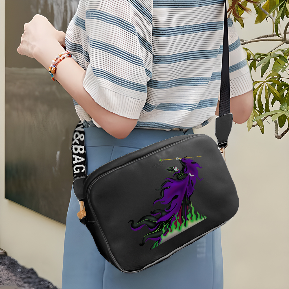 

Chic Maleficent-inspired Mini Crossbody Bag With Wide Strap - Perfect Valentine's Day Gift, Leather