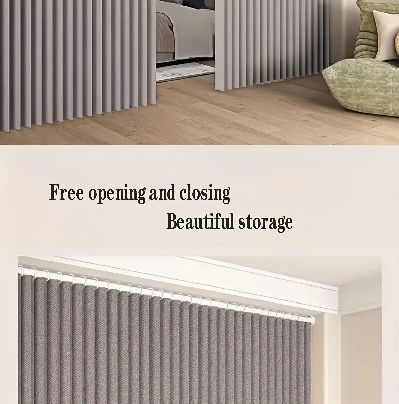 A Foldable Beige Stylish Large-sized Partition Door Curtain, Warm for All Seasons, Fashionable and Beautiful for Home Decoration, and Easy to Store.