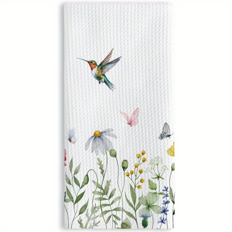 TEMU 1pc 18*26 Inch Floral And Kitchen Towel, A Present For Birds, Suitable For Dish And Tea Use, Cottagecore And Plant Themed Decorative Hand Towel,