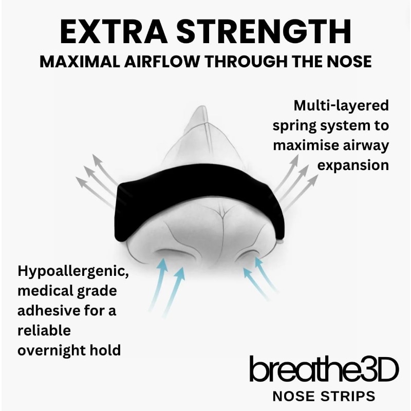 90 Pack (Box) Nose Strips - Extra Strength Nasal -Snoring Device, -Grade Hypoallergenic for Sleep Aid, Snoring & Breathing Strips for Nighttime Use, All-Night Nasal Tape for Congestion & Sleep Apnea