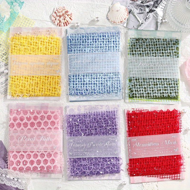 TEMU 90pcs Multicolor Mesh Lace Pattern Scrapbook Paper Material Paper, Various Pattern Decorative Paper Aesthetic Paper Scrapbook Paper Kit For