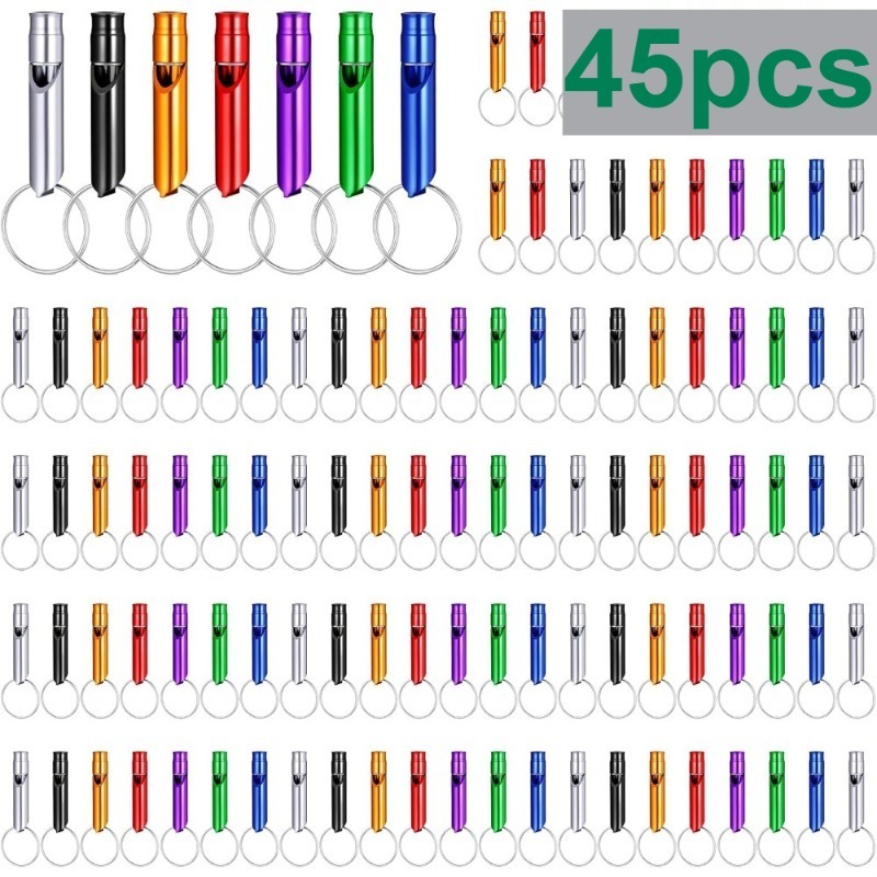 TEMU 45 Emergency Survival Whistles With Keychains, High- Multi-colored Safety Whistles, Random Bright Colors, Durable Aluminum Alloy Material, Bulk