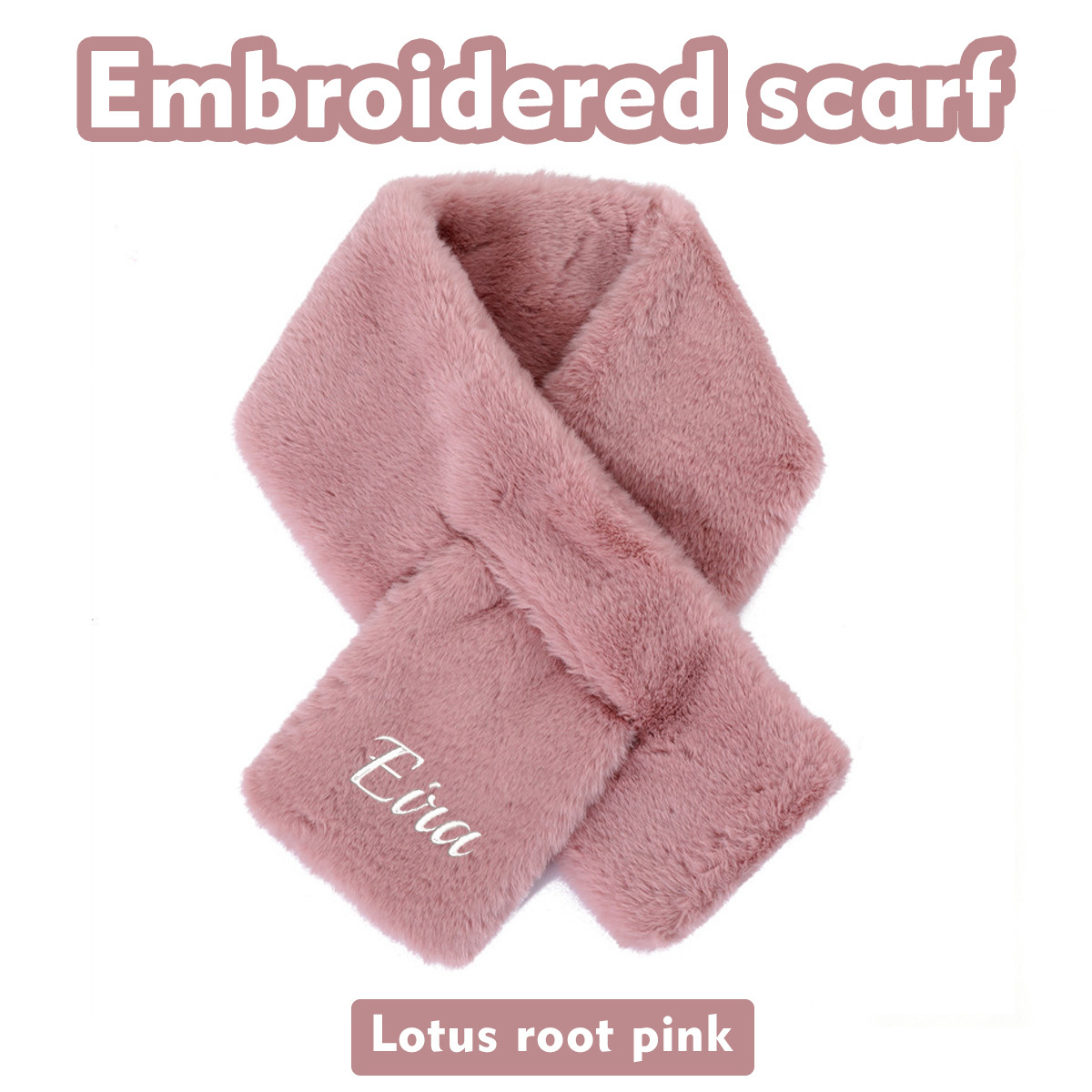 TEMU Sciarpa in peluche personalizzata con ricamato per donna, scaldacollo incrociato lanuginoso, sciarpa invernale regalo personalizzato, perfetta