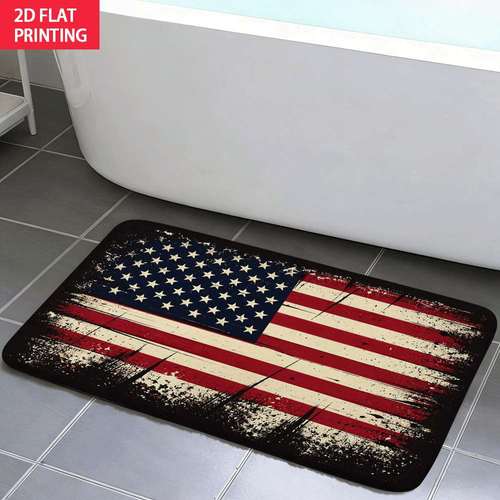 2d flat distressed usa flag flannel floor mat non slip absorbent washable decorative home and bathroom rug cozy and stylish welcome mat for any room