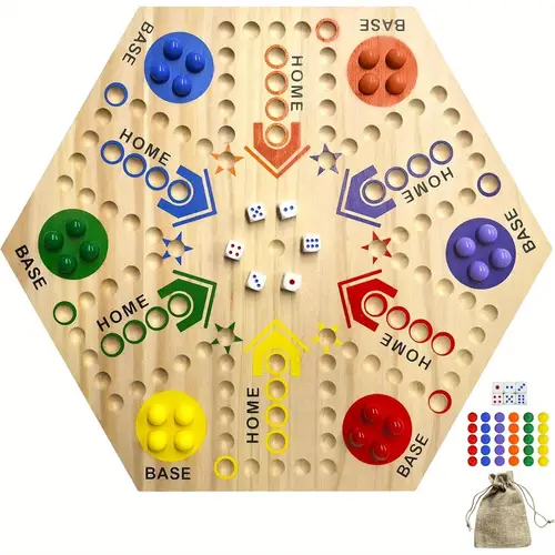double sided painted wooden board sided board classic for 2 to 6 players 6 colors 24 6 dice suitable for family small medium