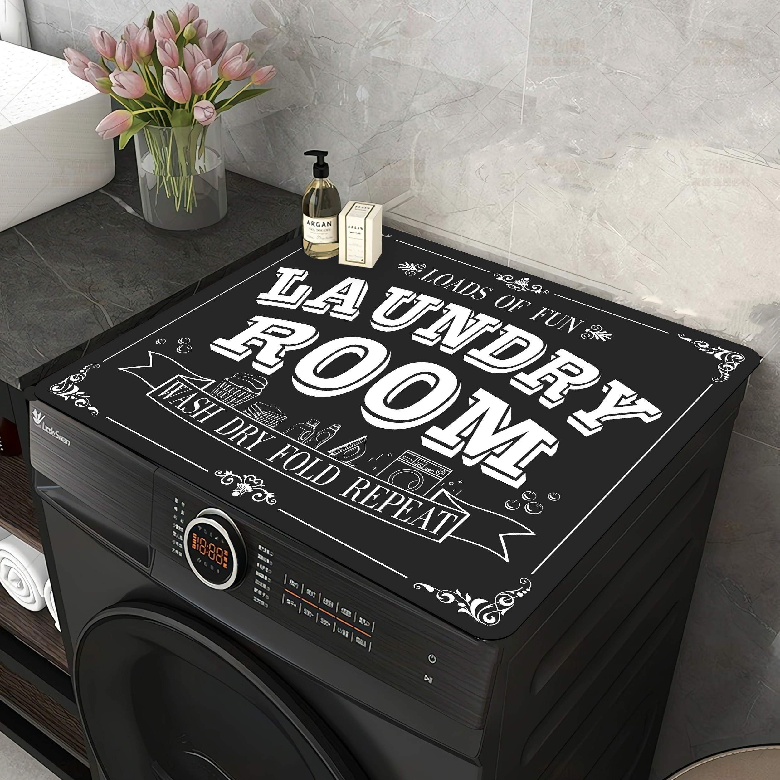 TEMU Extra-large Washer Dryer Mat (23.6 .6 Inches), Heavy-duty Non-slip Washer/dryer Top Cover Mat, Absorbent.